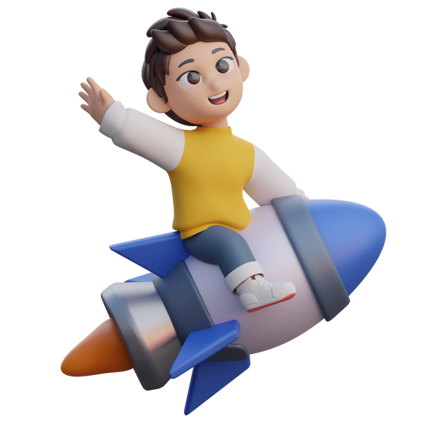 Boy Ride a Rocket 3D Character